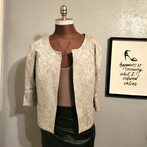 Black Halo Collarless Open Front Blazer